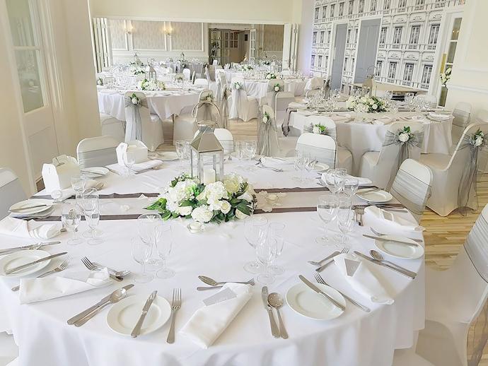 A photo of the furniture in the function room for a wedding breakfast
