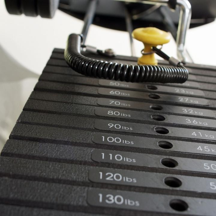 Gym weights close up shot in the Osborne Hotel, Torquay